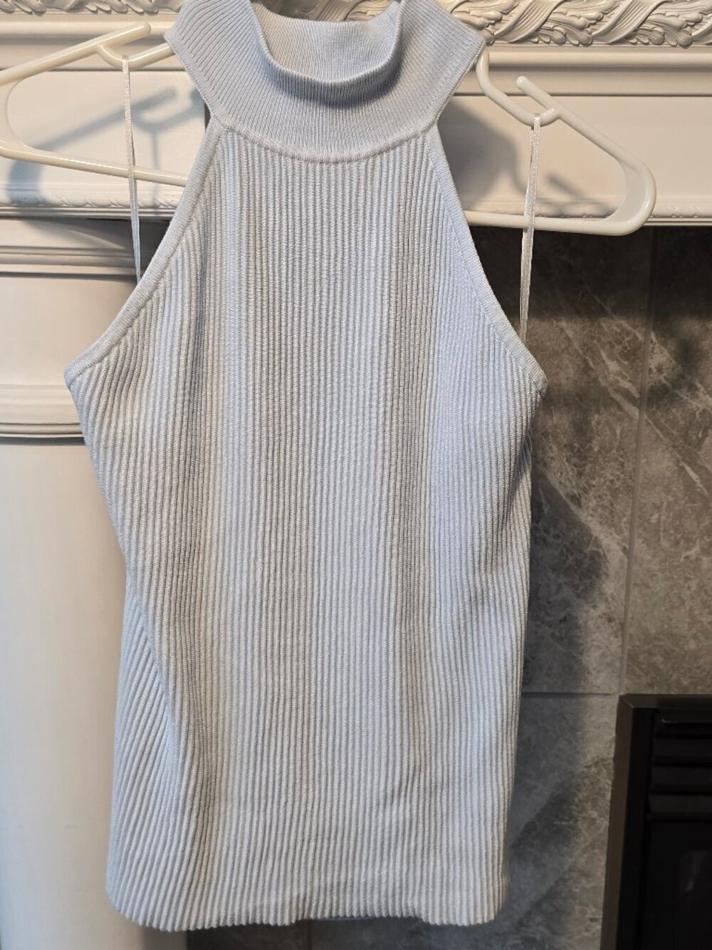 GUESS Mock Neck Sleeveless Sweater Women's L Baby blue Pullover Style